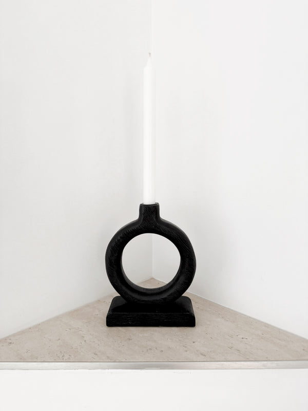 Zuri wooden circle candle holder
