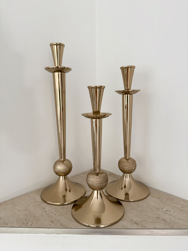 Adah gold candle holder set of 3