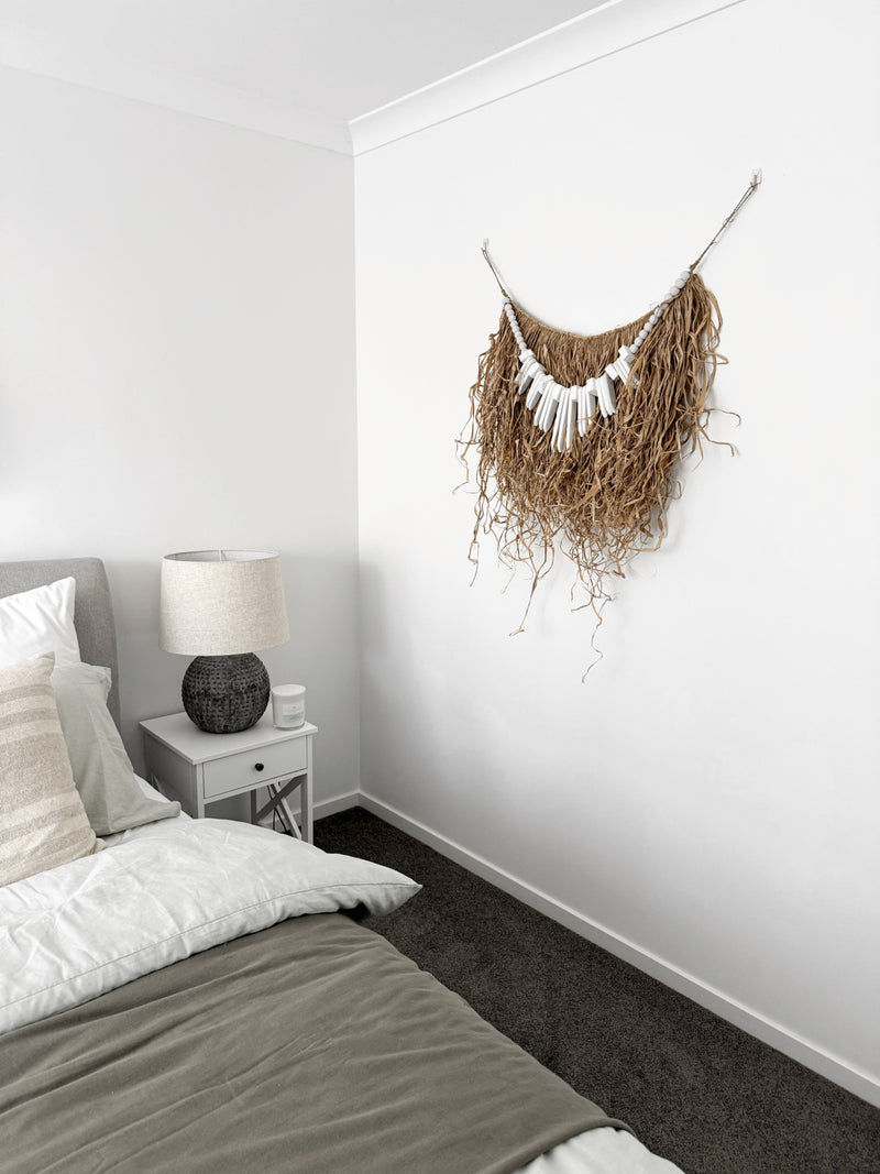 Dakota seagrass & wood wall hanging