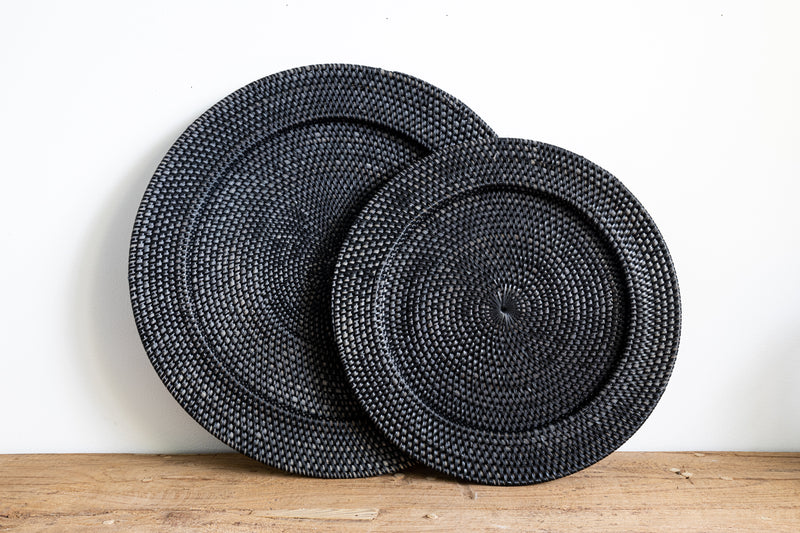 Woven wall plates set of 2 - Black