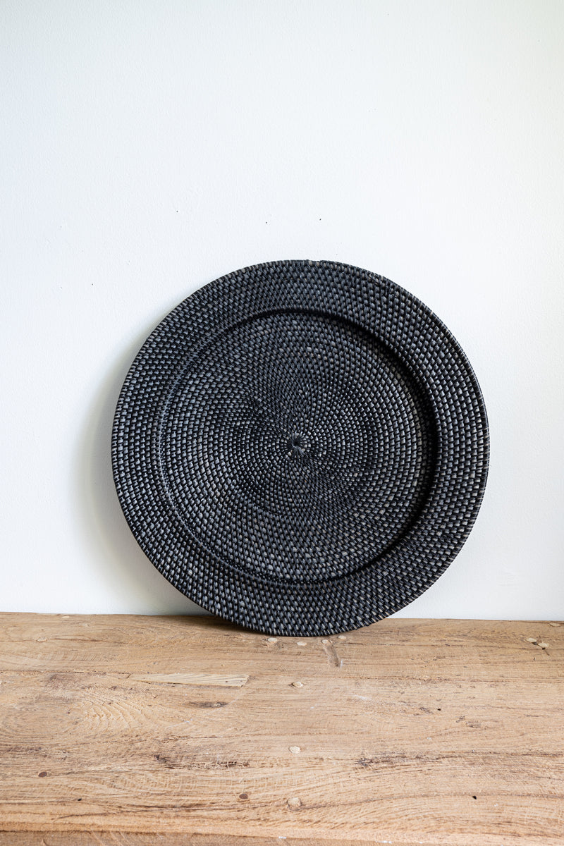 Woven wall plates set of 2 - Black