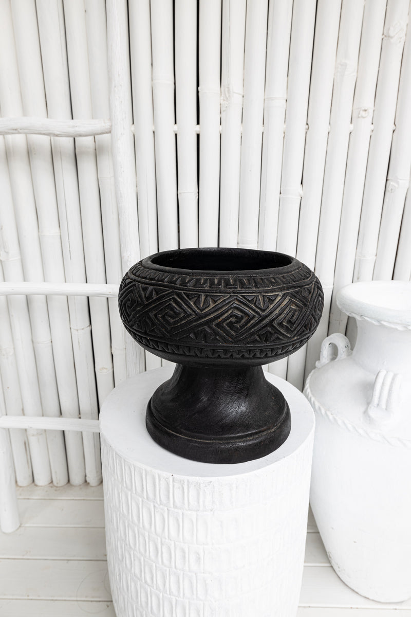 Tempayan wooden hand carved large bowl - Black